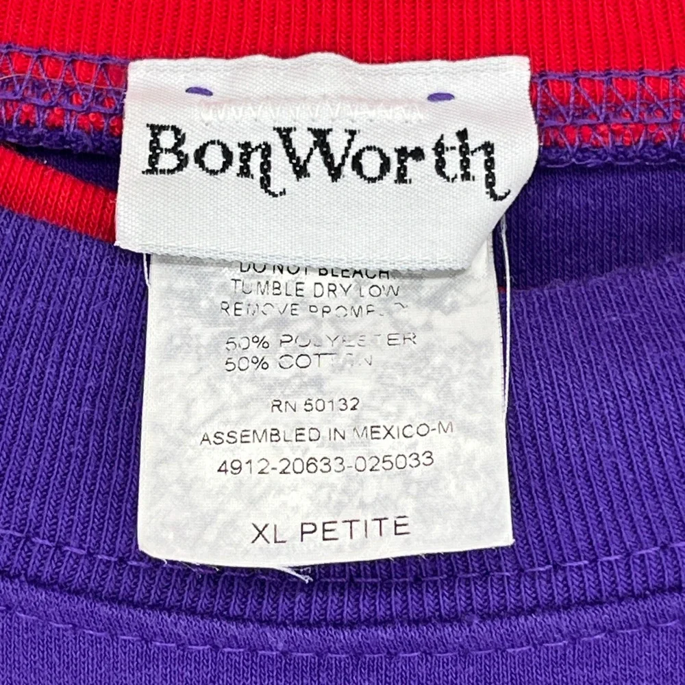 Vintage 90s Embroidered Cat Sweatshirt Purple Cottagecore Kitten Pullover XLP